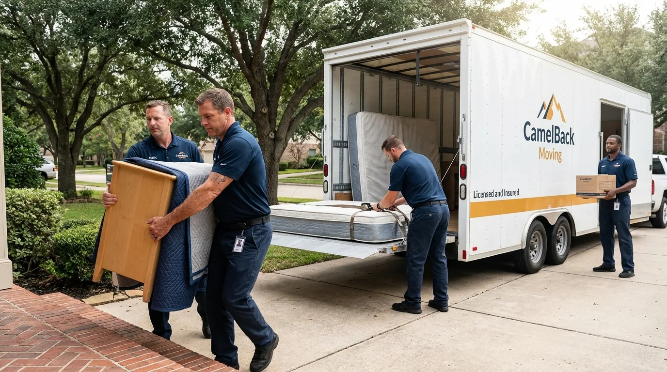 Crew loading residential truck for cross-state move from Columbia, SC