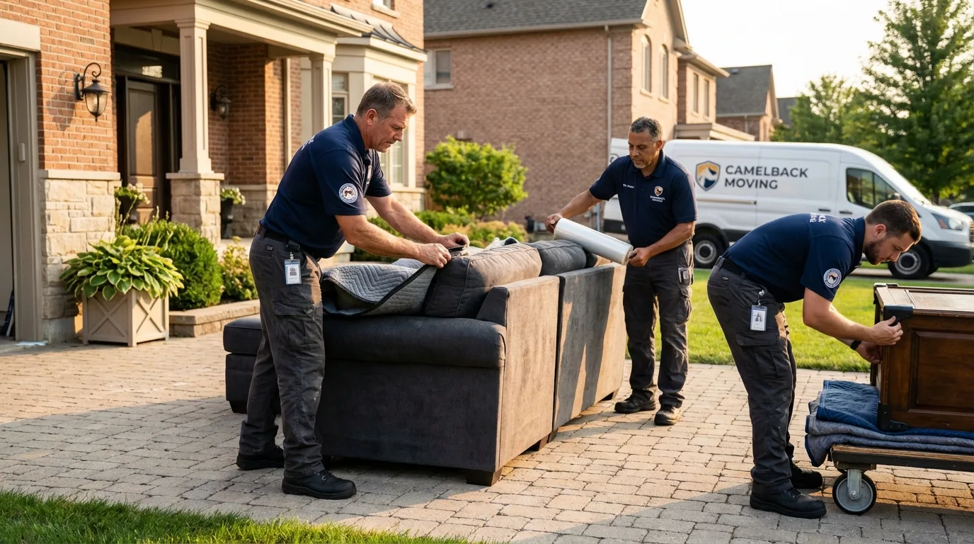 Large estate moving crew wrapping furniture in Columbia, SC